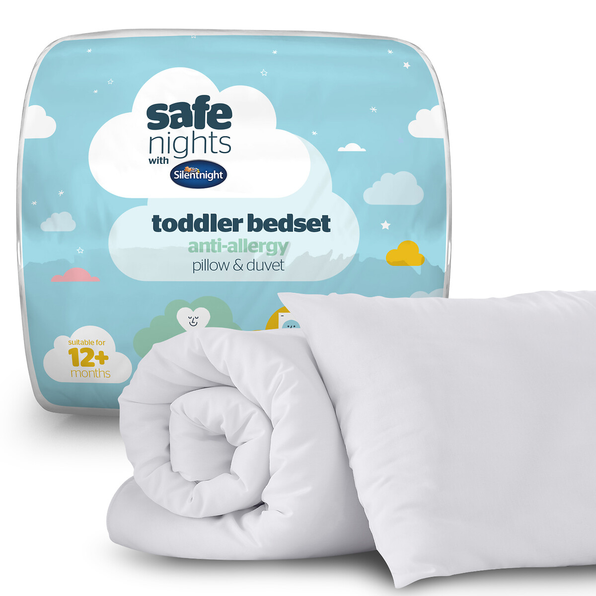 Safe Nights Toddler Bed Set - 4.5 Tog white, SILENTNIGHT