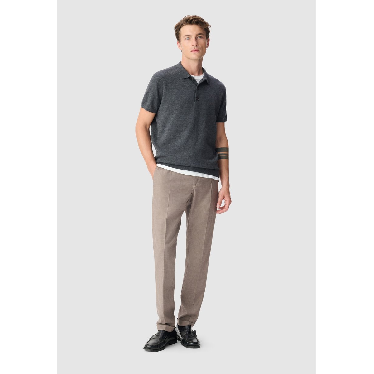 Pantalon de costume chiné TRAVEL SUIT marron, IKKS