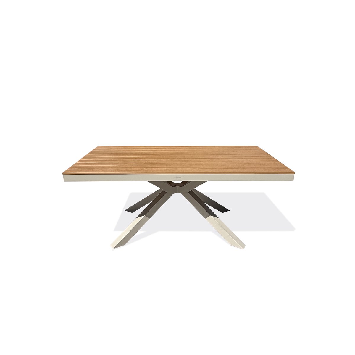 Table de jardin en alu plateau polywood  aspect bois LAMU grège, DCB GARDEN