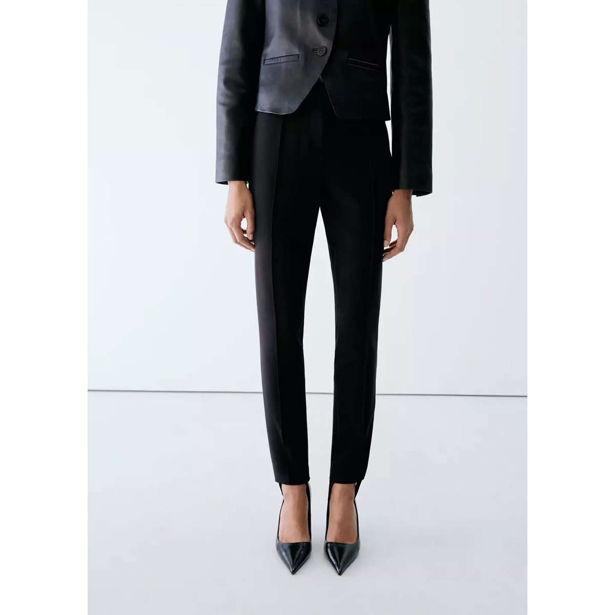 Pantalon ajusté à étriers noir, MANGO