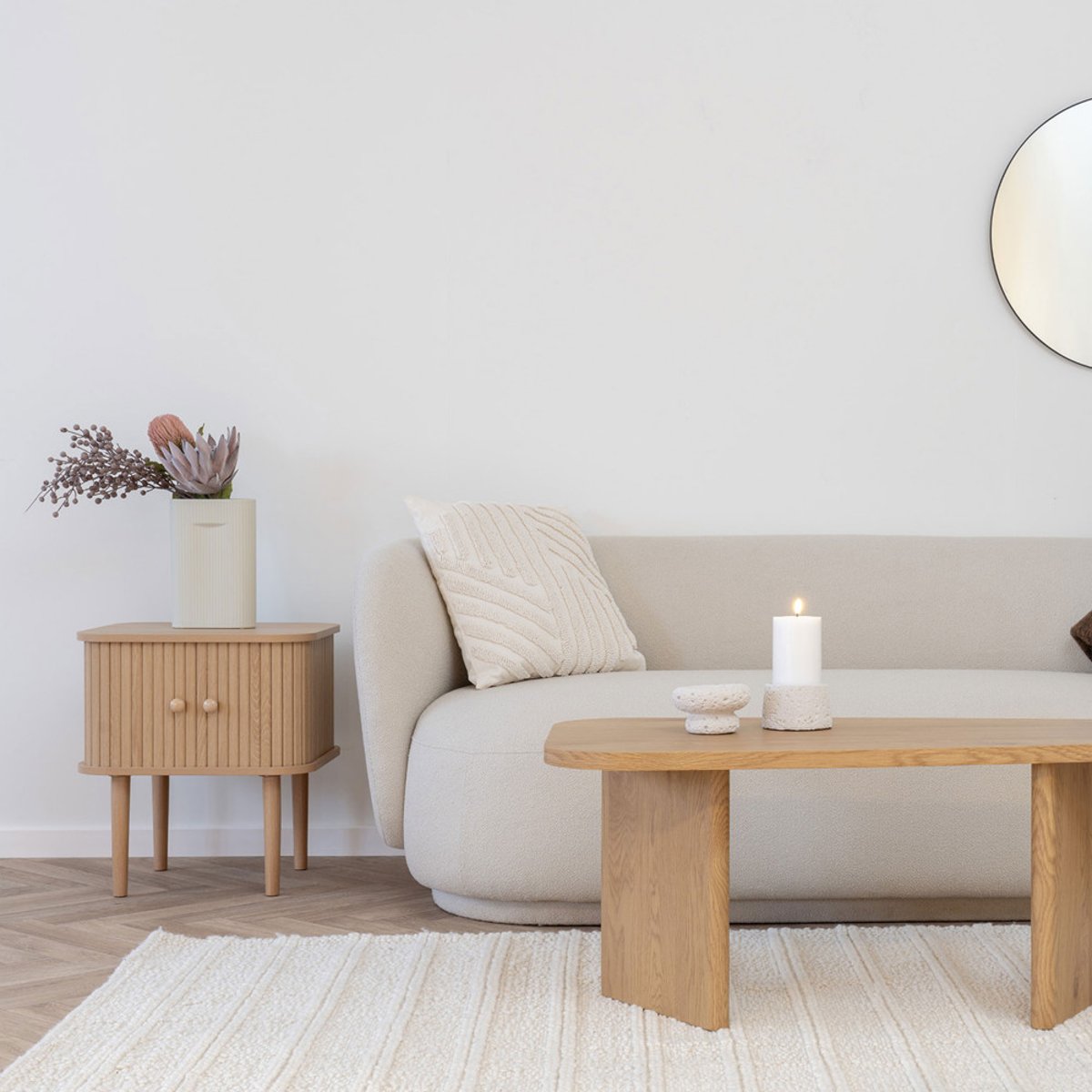 Table de chevet 2 portes coulissantes en bois- NIKKO bois clair, HOUSE NORDIC