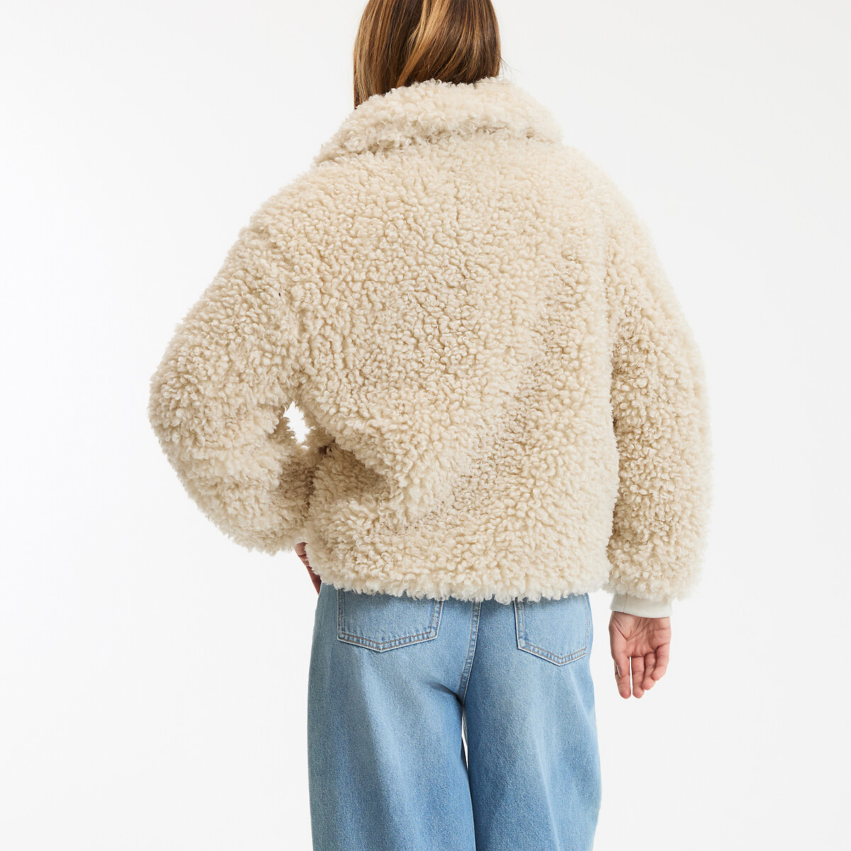 Fleece Short Winter Coat with Zip Fastening ecru , LA REDOUTE COLLECTIONS