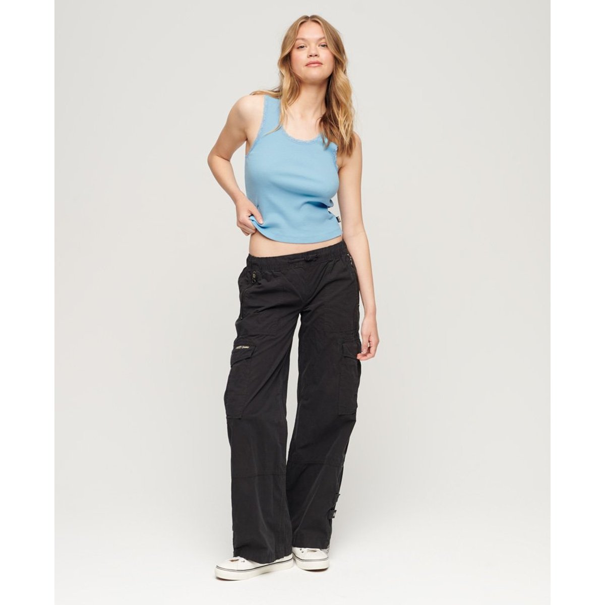 Débardeur à liseré en dentelle Vintage Athletic Essentials bleu ciel, SUPERDRY