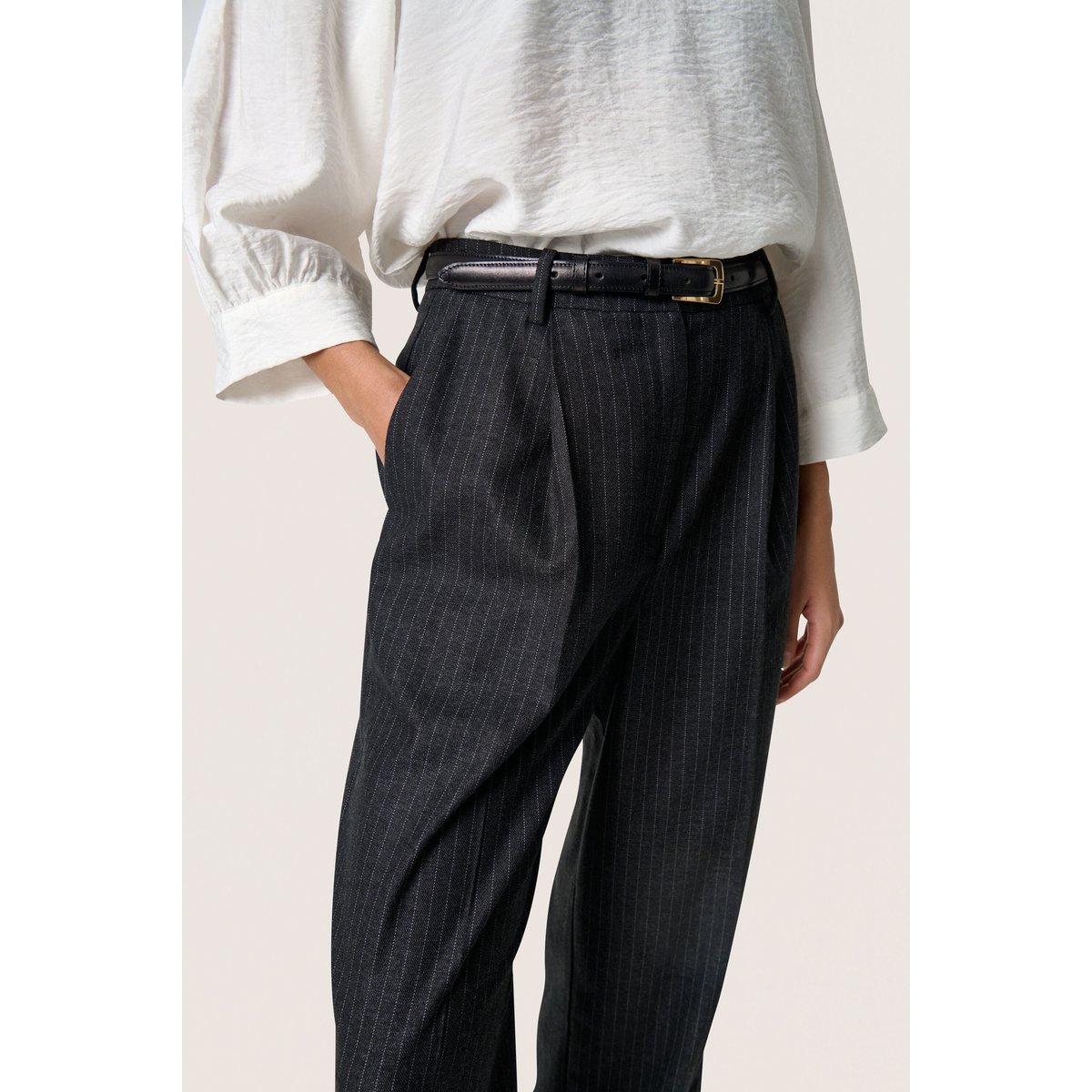 Pantalon de costume gris rayures grey melange pinstripe, SOAKED IN LUXURY