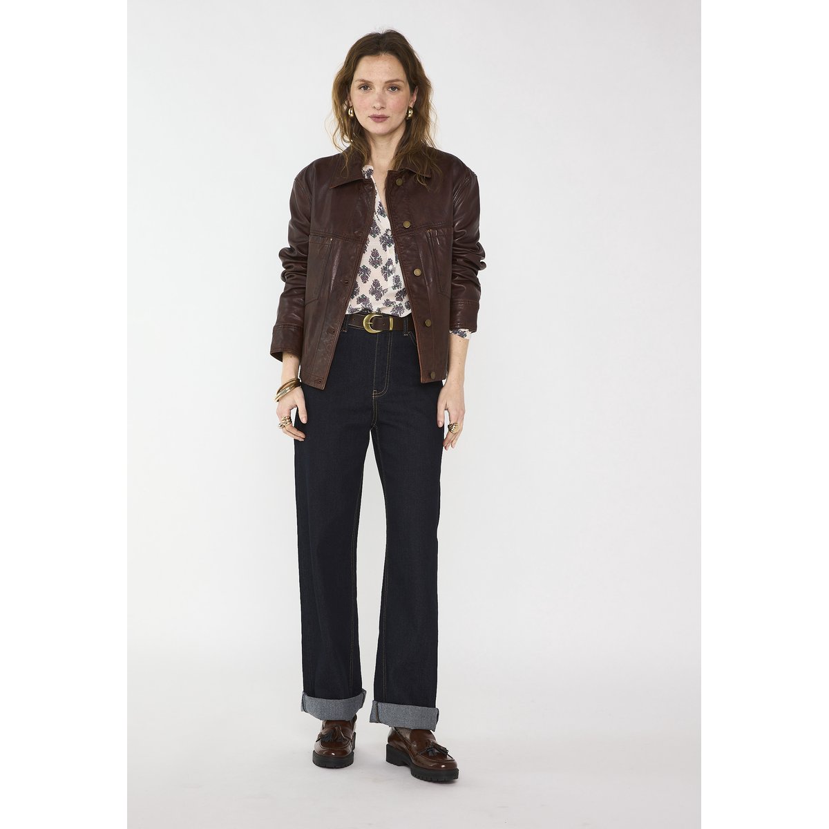 Blouson en 100% cuir CARLA brique, Maison 123