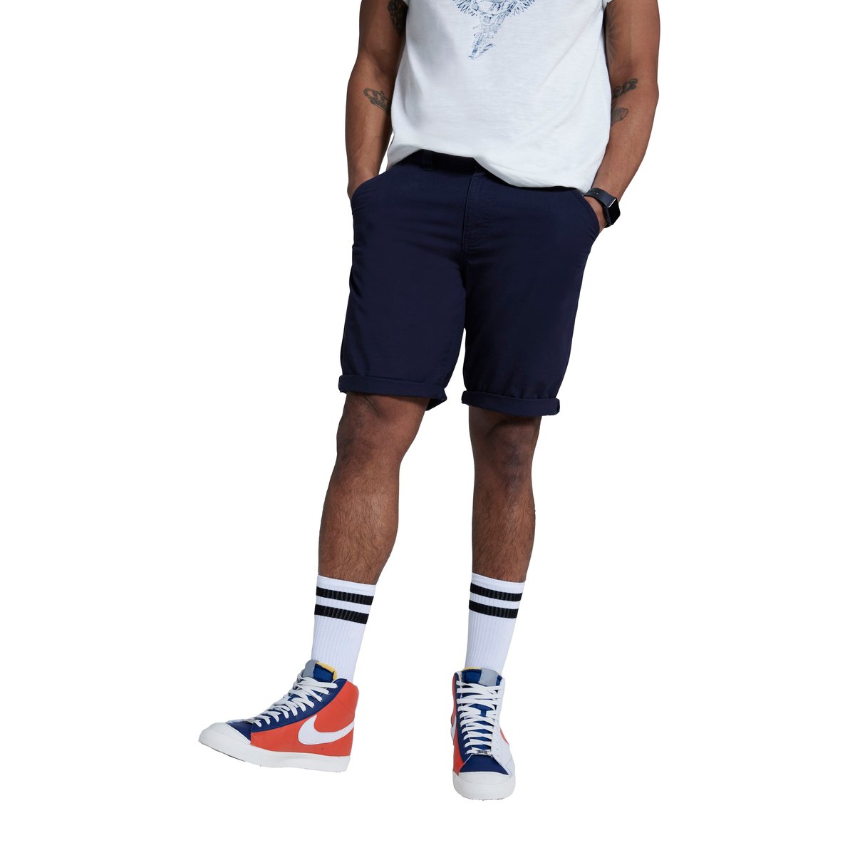Bermuda chino, 4 poches marine foncé, STHUGE