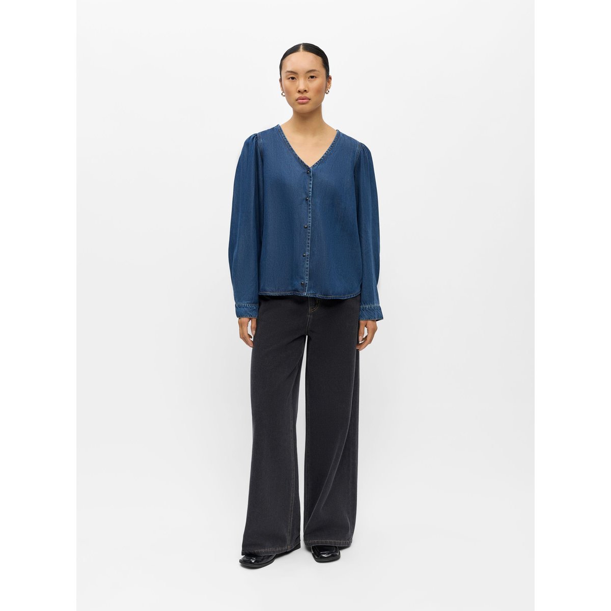 Blouse dark blue denim, OBJECT