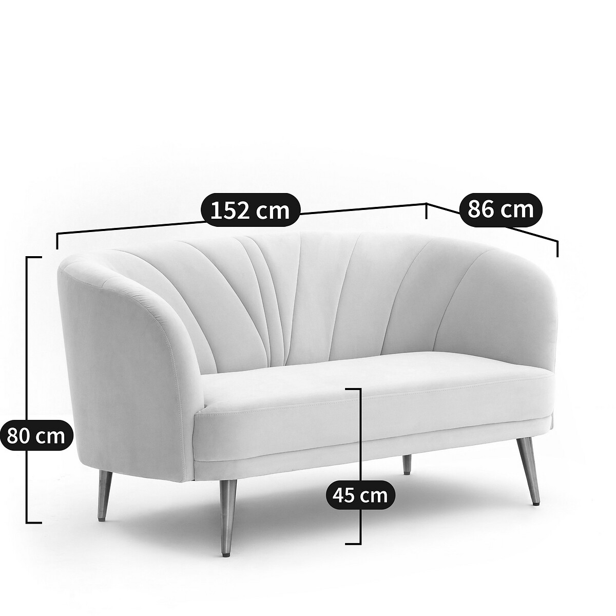 Sofa Leone, 2/3-Sitzer, Samt pastellrosa, LA REDOUTE INTERIEURS