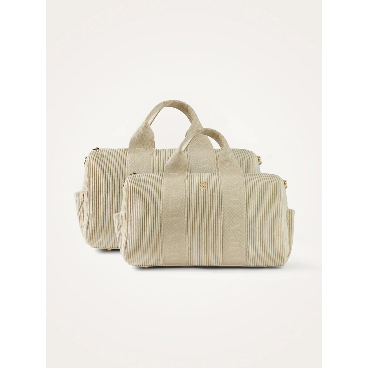 Sac week-end Adrienne en velours côtelé beige clair, VANESSA WU