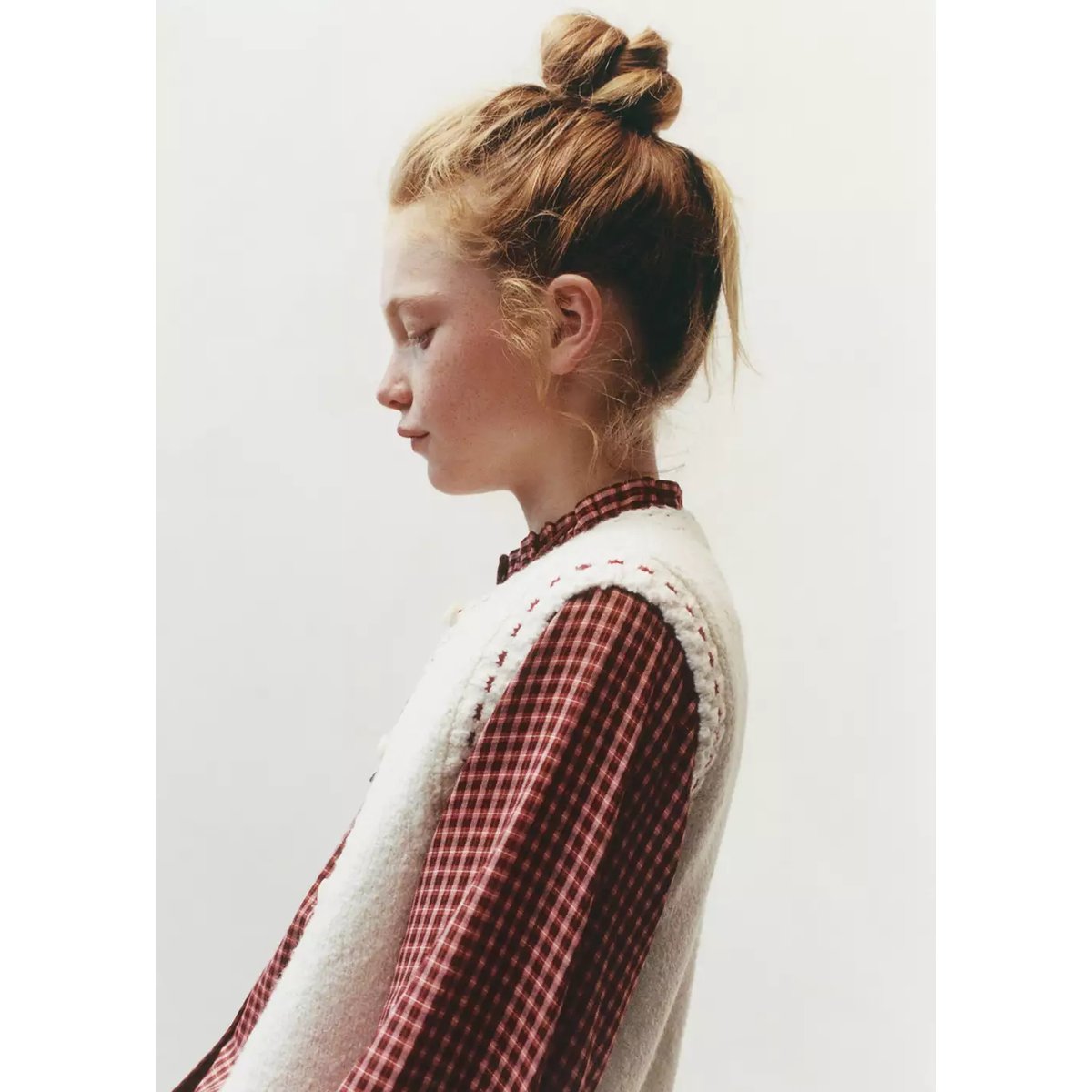 Gilet maille avec surpiqûre écru, MANGO KIDS
