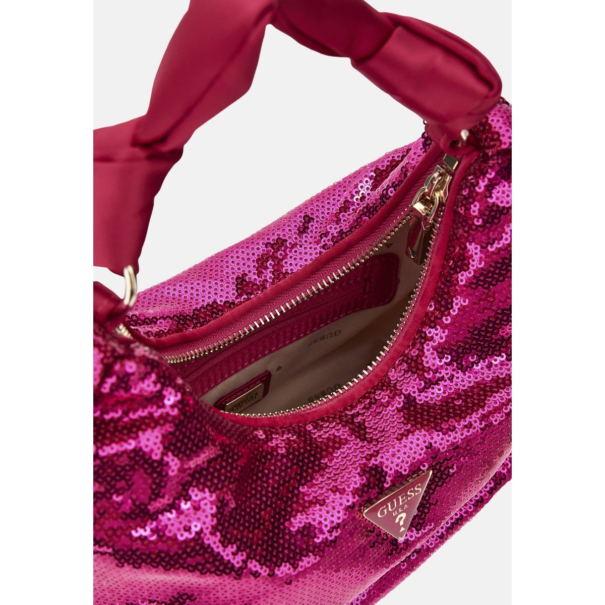 Mini Sac Hobo Velina À Sequins fuchsia, GUESS