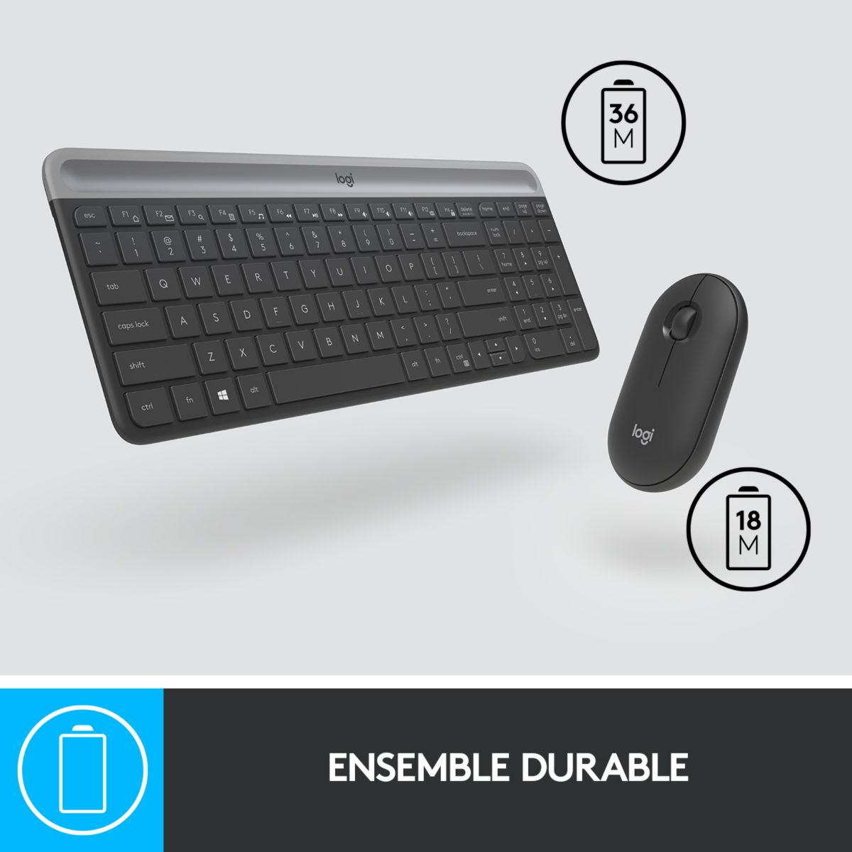 Clavier + Souris MK470 Graphite noir, LOGITECH
