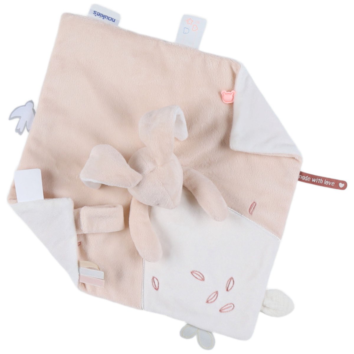Doudou plat attache sucette rose, NOUKIE'S