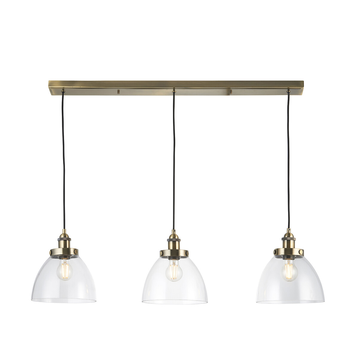 Henne 3-Light Resto Style Pendant Light in Brass aged brass, ÉDITÉ