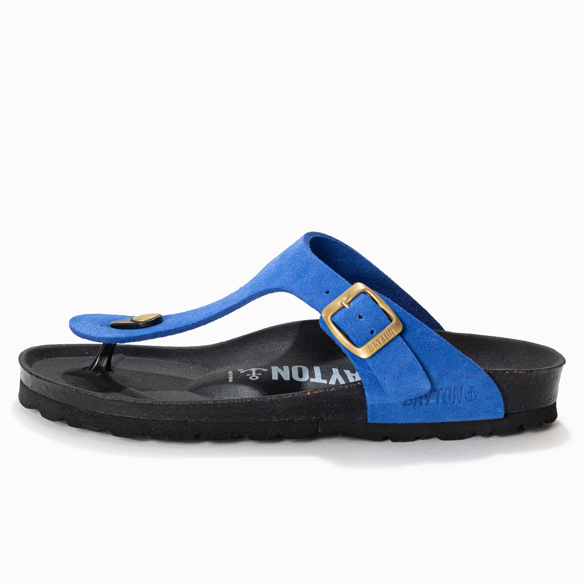 Tongs en cuir suédé MERCURE bleu, BAYTON