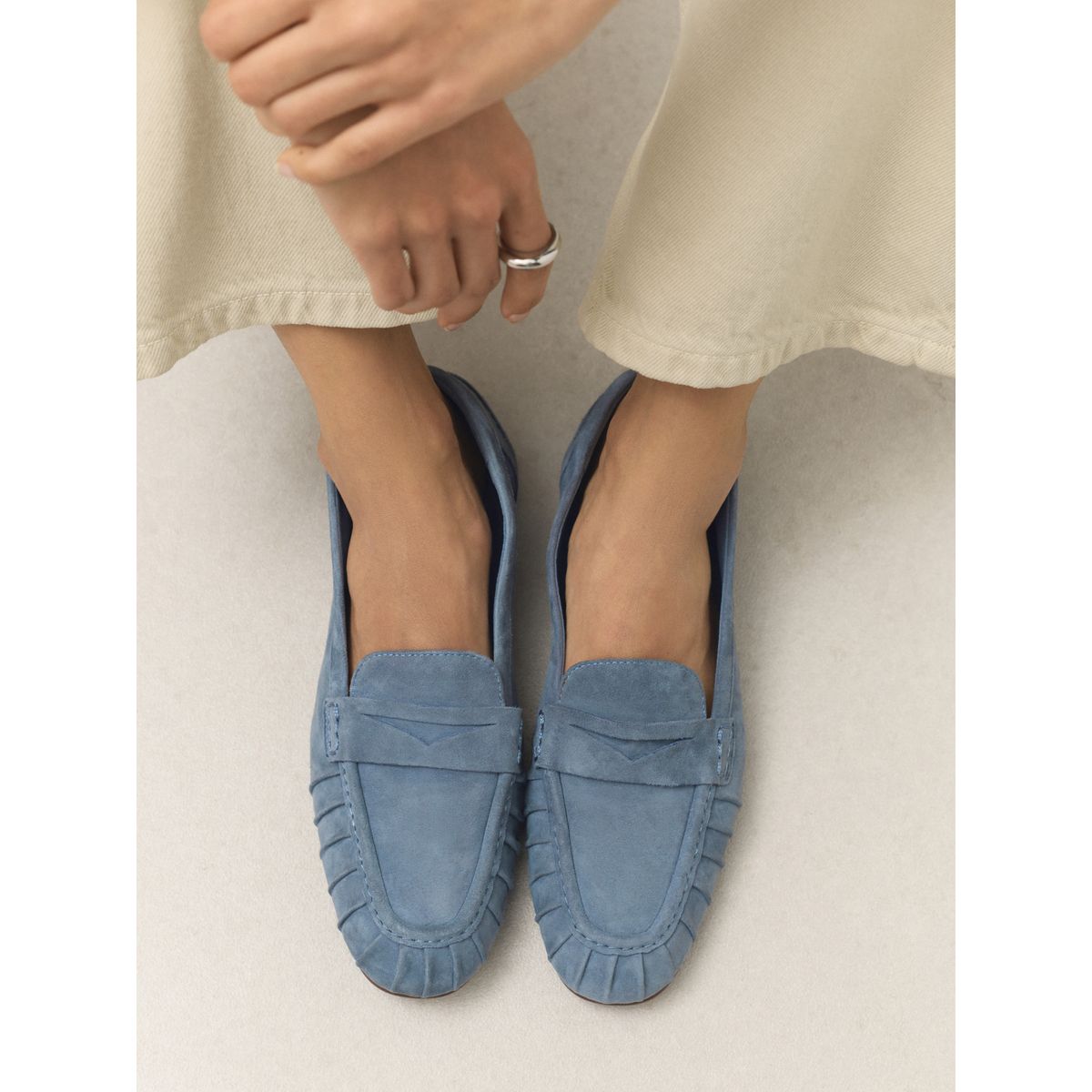 Mocassins froncés en cuir forever comfort® bleu, NEXT