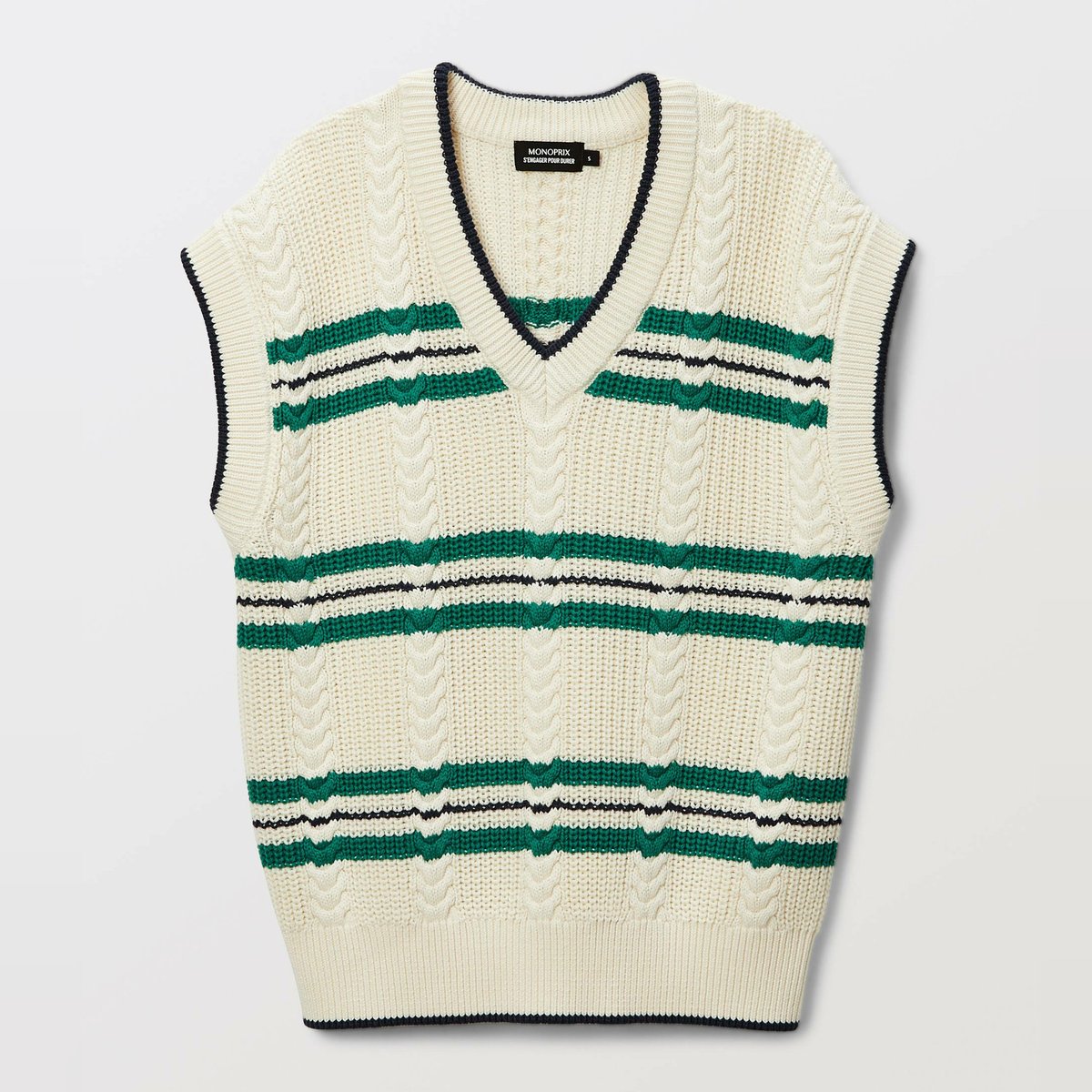 Pull sans manche torsadé en coton BIO GOTS winter white, MONOPRIX