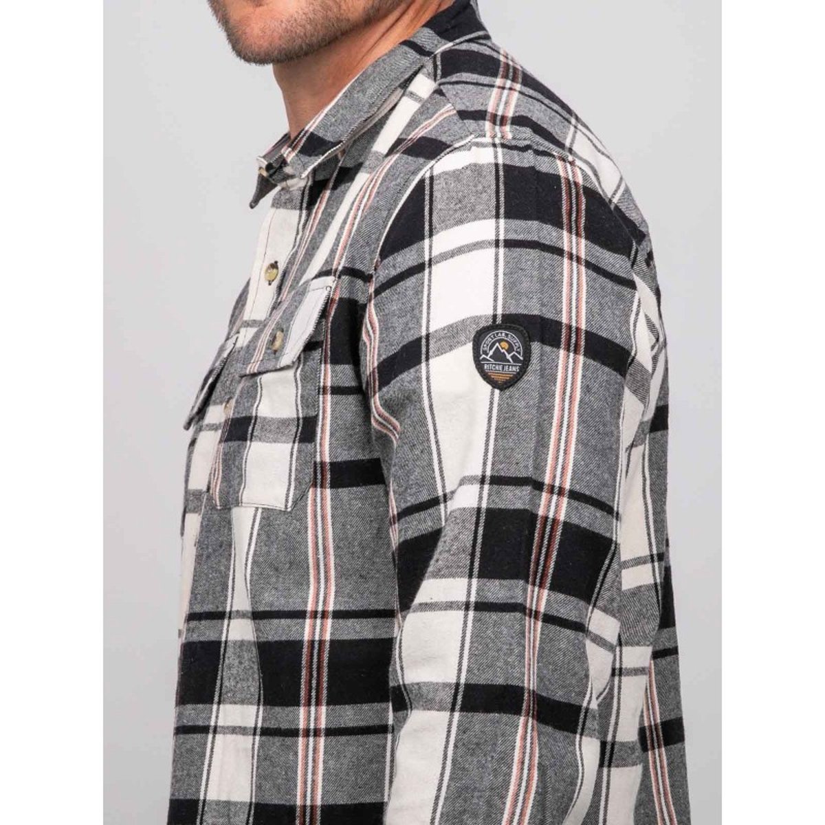 Chemise Manches Longues Carreaux Toxfeat ecru, RITCHIE