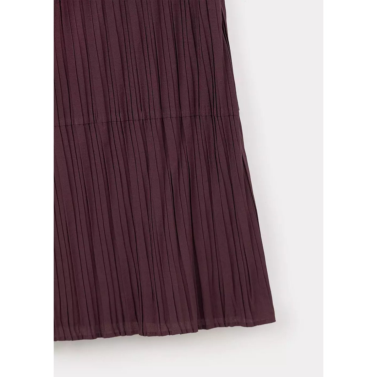 Robe évasée combinée texturée bordeaux, MANGO
