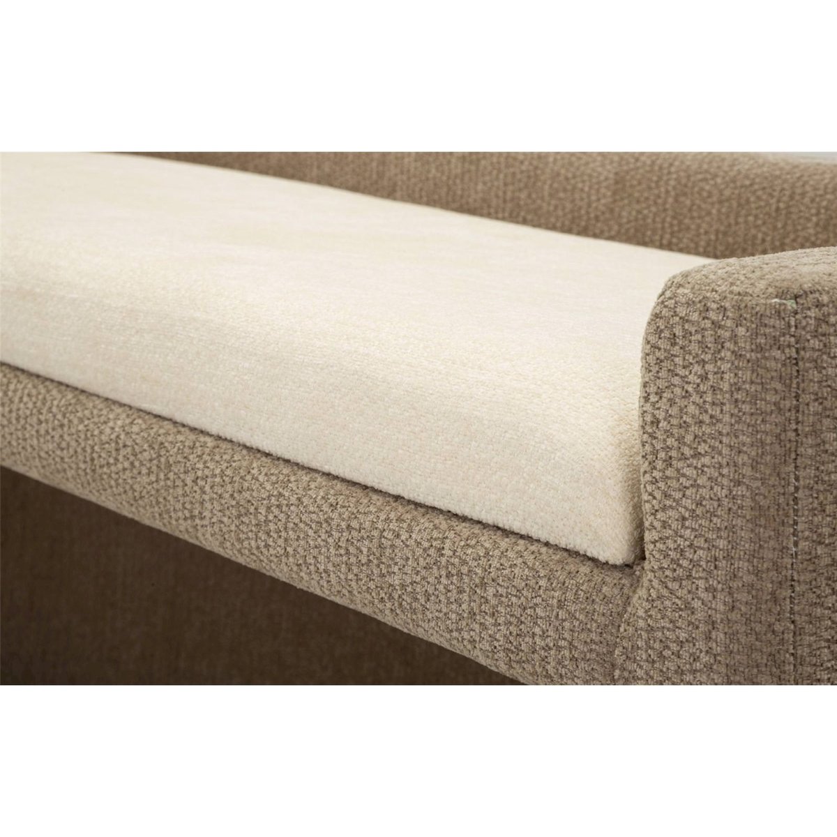 Banc dossier enveloppant en bouclette MODERN marron et beige, RECOLLECTION