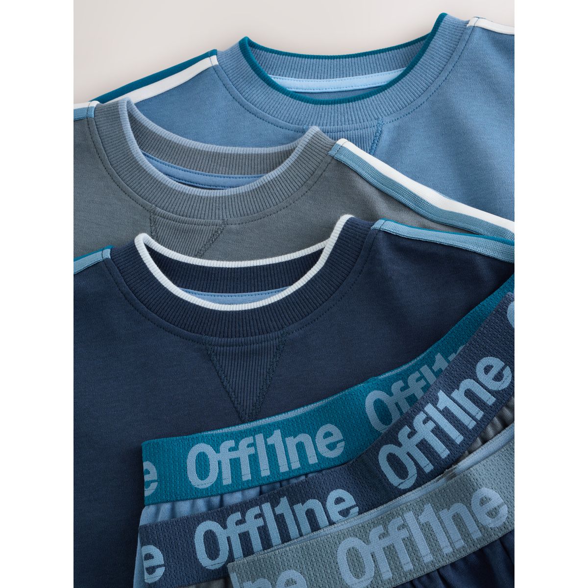 Pyjama à manches courtes et jogging, lot de 3 gris/bleu/noir, NEXT