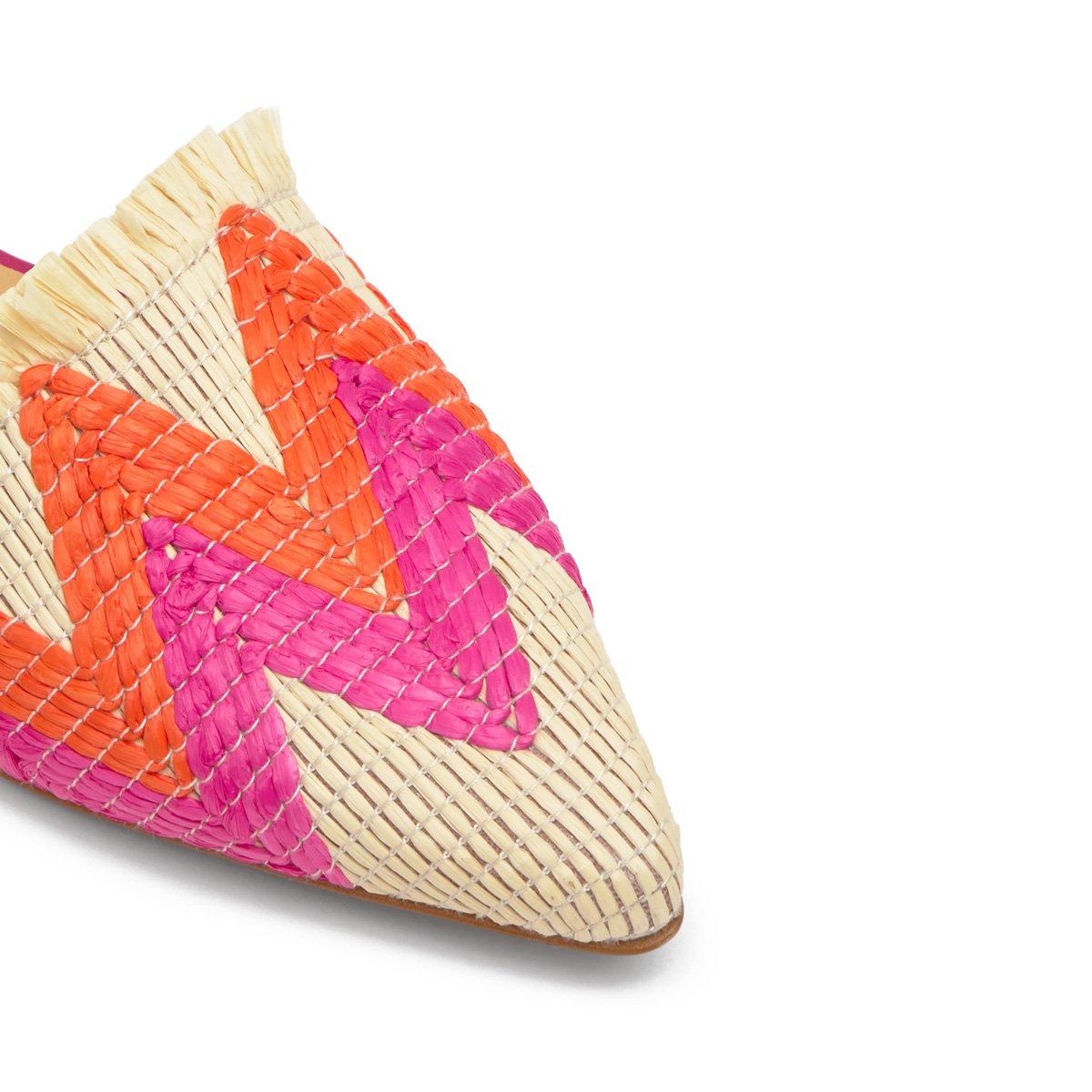 Ballerines ouvertes en raphia tressé et cuir nappa BERTA BERTA FLAT PLATFORM orange, CASTANER