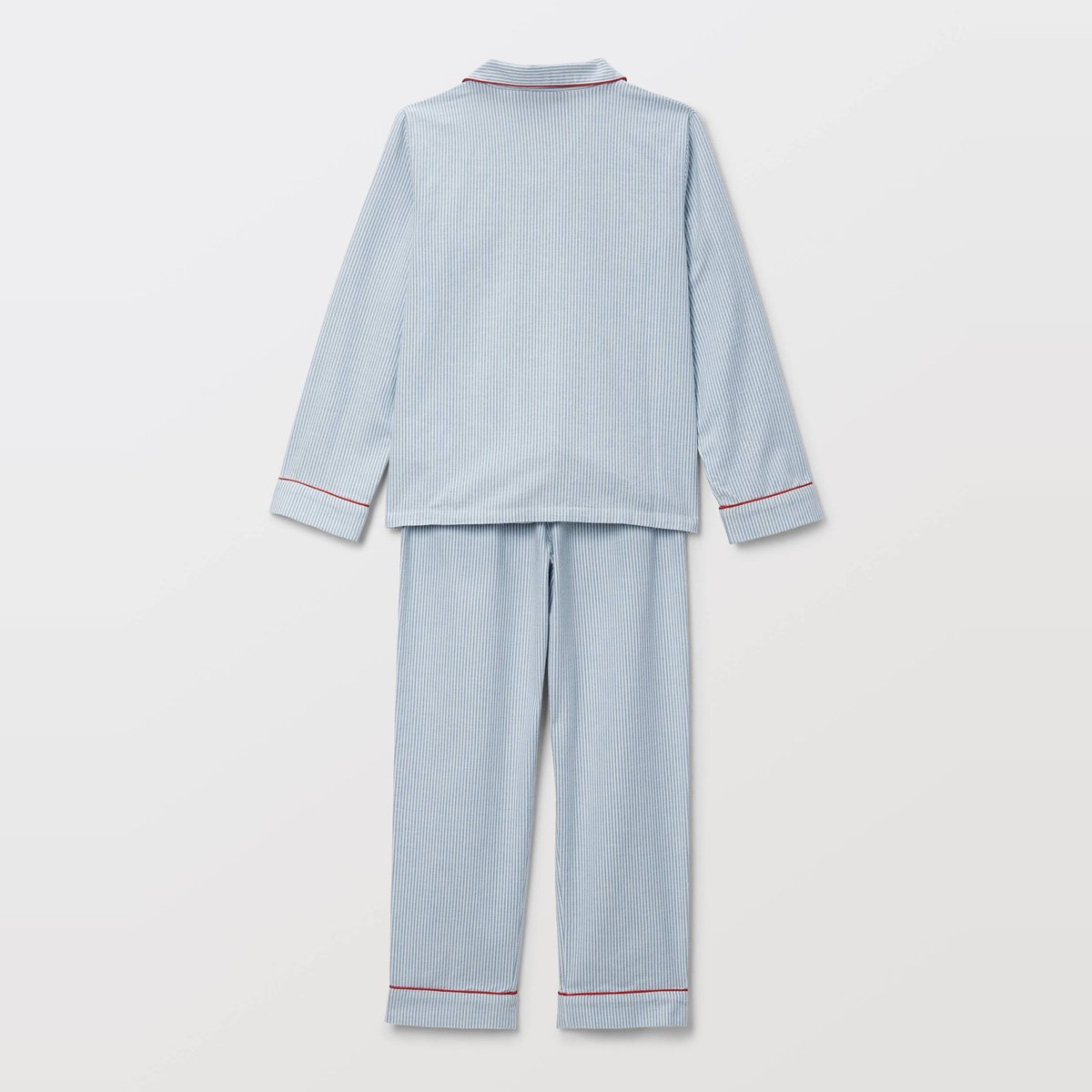 Pyjama chemise manches longues rayé avec coeur brodé en coton finistere, MONOPRIX