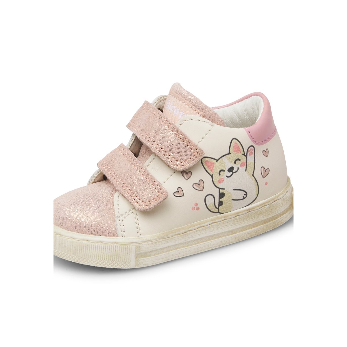 Baskets en cuir et suède XEMA VL blanc-rose-, FALCOTTO