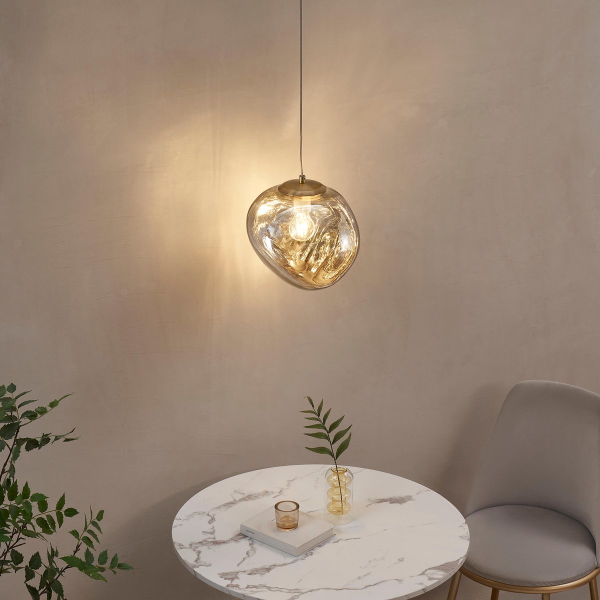 Suspension moderne en verre texturé - ISOTTA gris fumé, KOSILUM