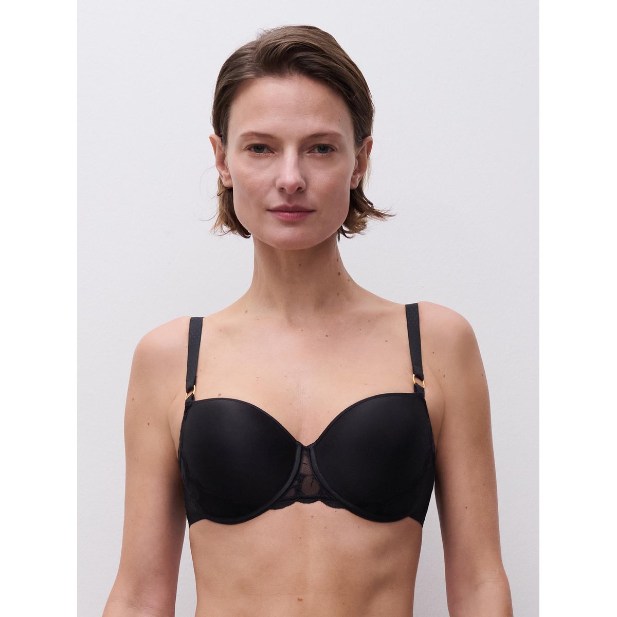 Soutien-gorge corbeille mémoire de forme FLEURS noir, CHANTELLE