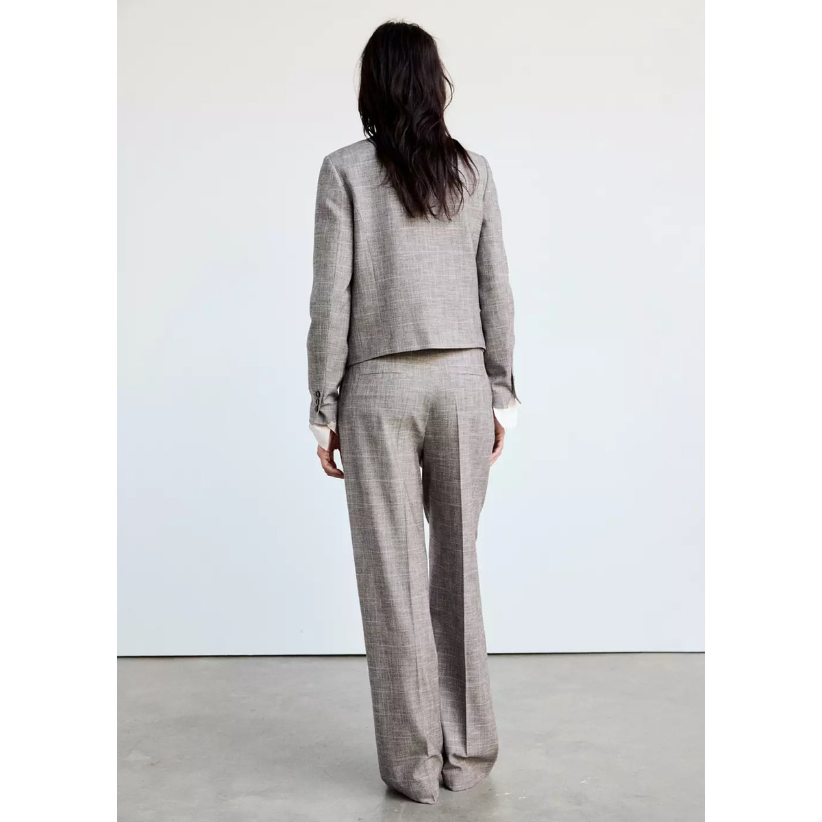 Pantalon droit à carreaux marron, MANGO