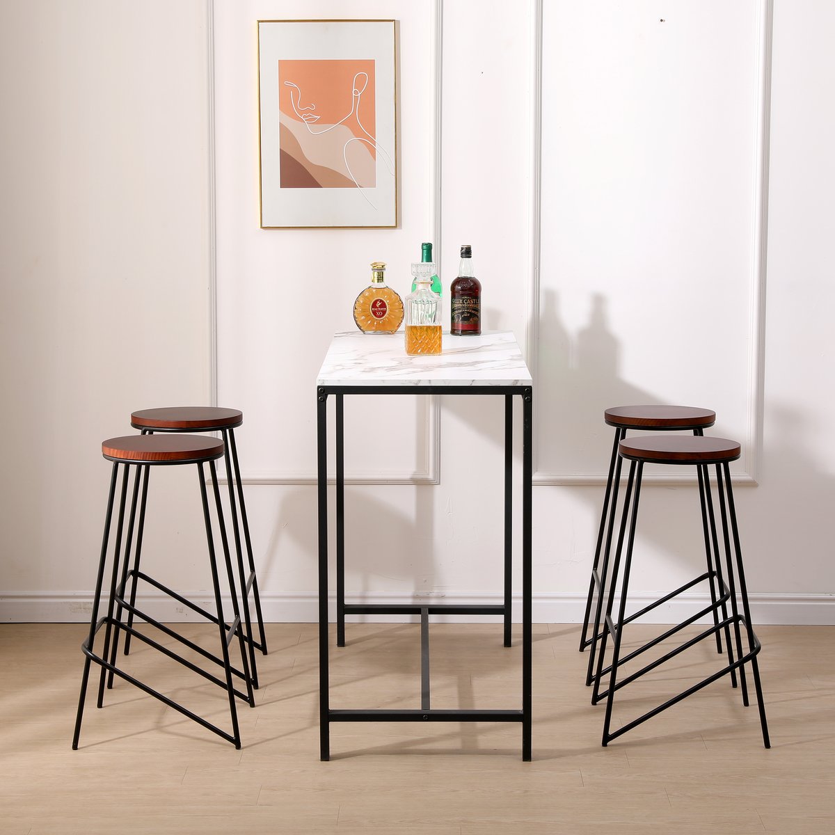 Lot de 4 tabourets de bar en frêne, OXFORD marron, NORDLYS