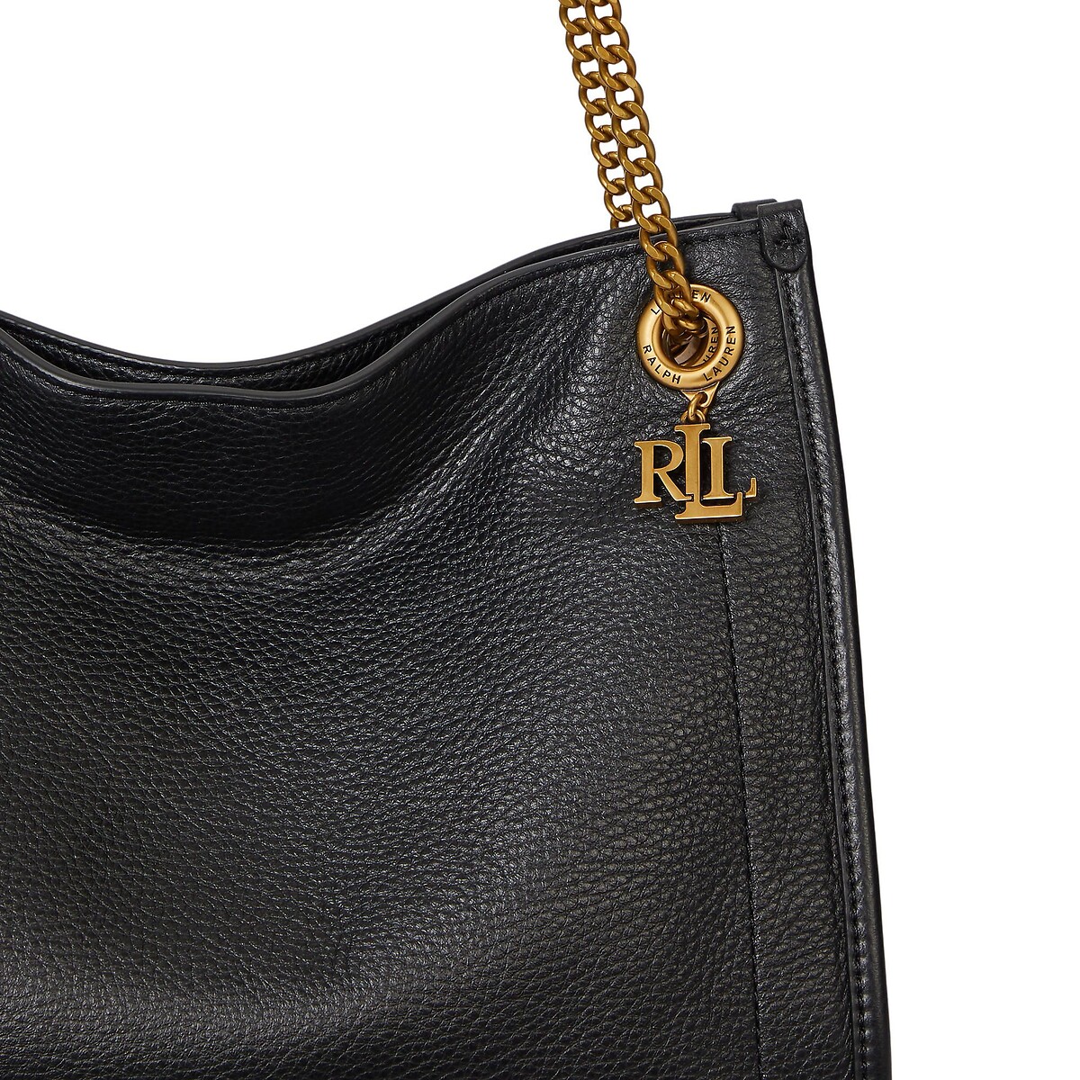 Sac cabas en cuir à bandoulière chaîne, BRADLEY noir, LAUREN RALPH LAUREN