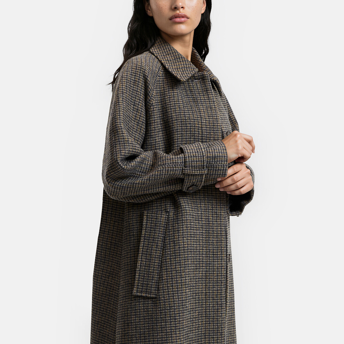 Manteau à carreaux, en drap de laine, Signature MELCHIOR carreaux noir, LA REDOUTE COLLECTIONS