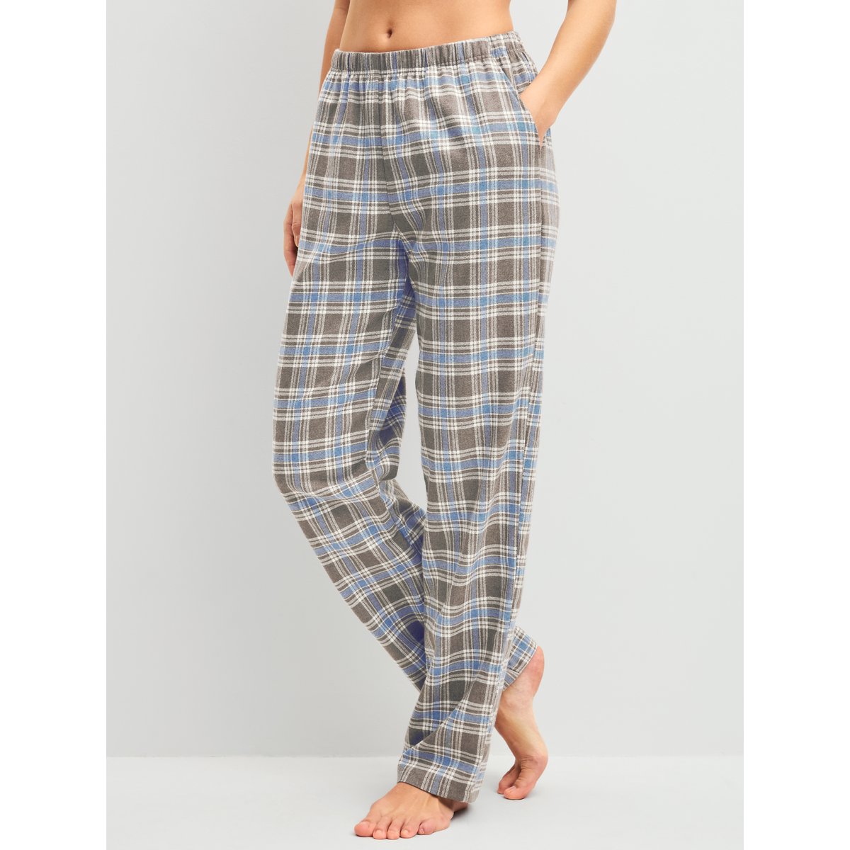 Pantalon en flanelle avec poches latérales Coton ALPINE M&M brun truffe, CALIDA