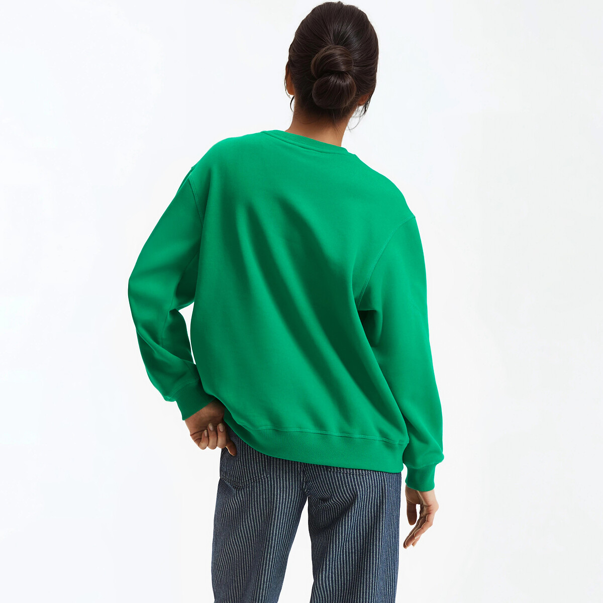 Sweater met ronde hals, los volume groen , LA REDOUTE COLLECTIONS