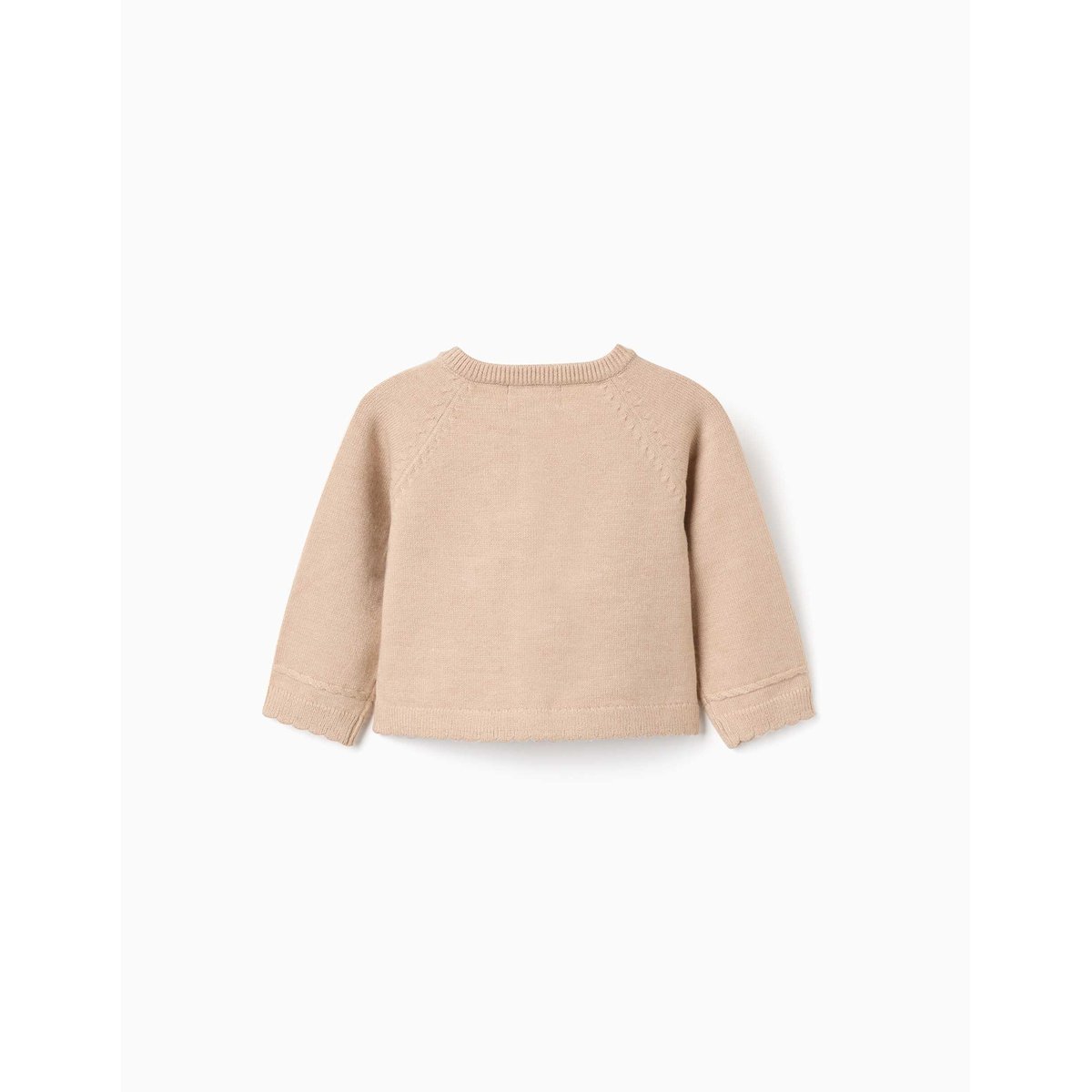Cardigan en maille avec extrémités festonnées B&S beige clair, ZIPPY