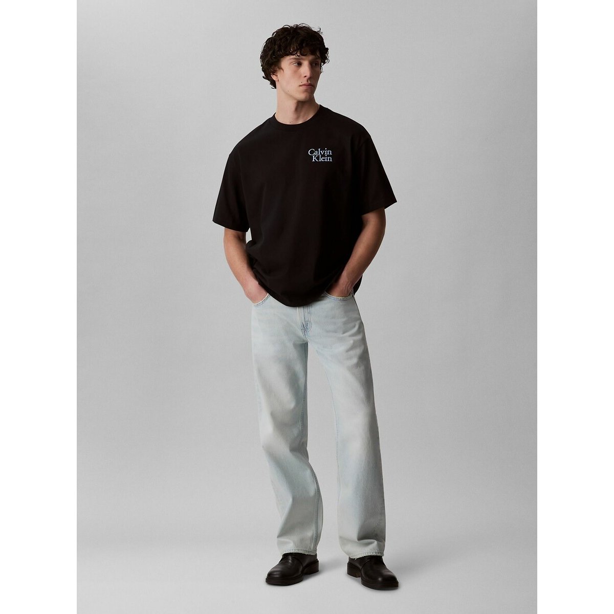 Logo Print T-Shirt with Short Sleeves black, CALVIN KLEIN JEANS