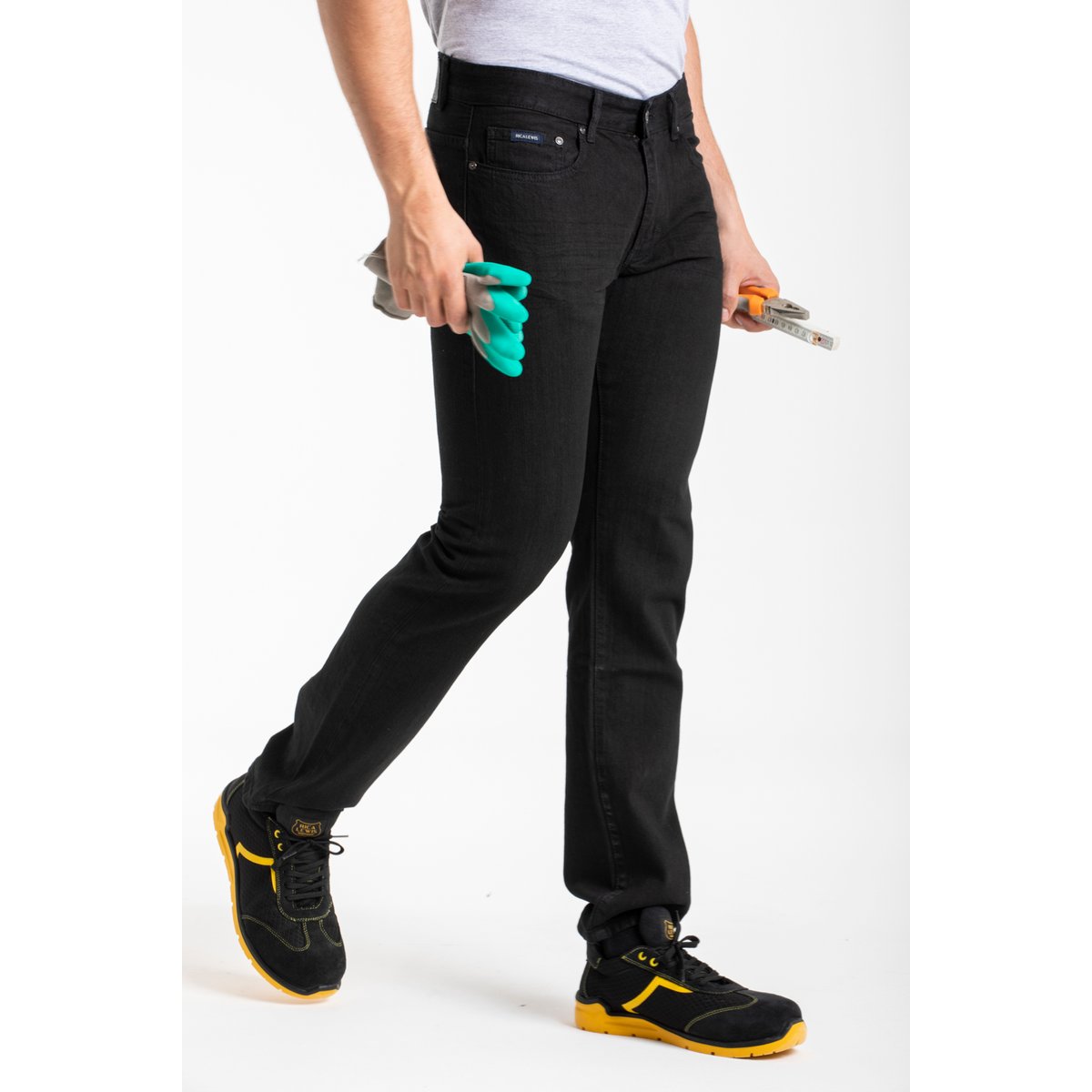 Jeans de travail coton coupe confort noir WORK7 noir, RICA LEWIS