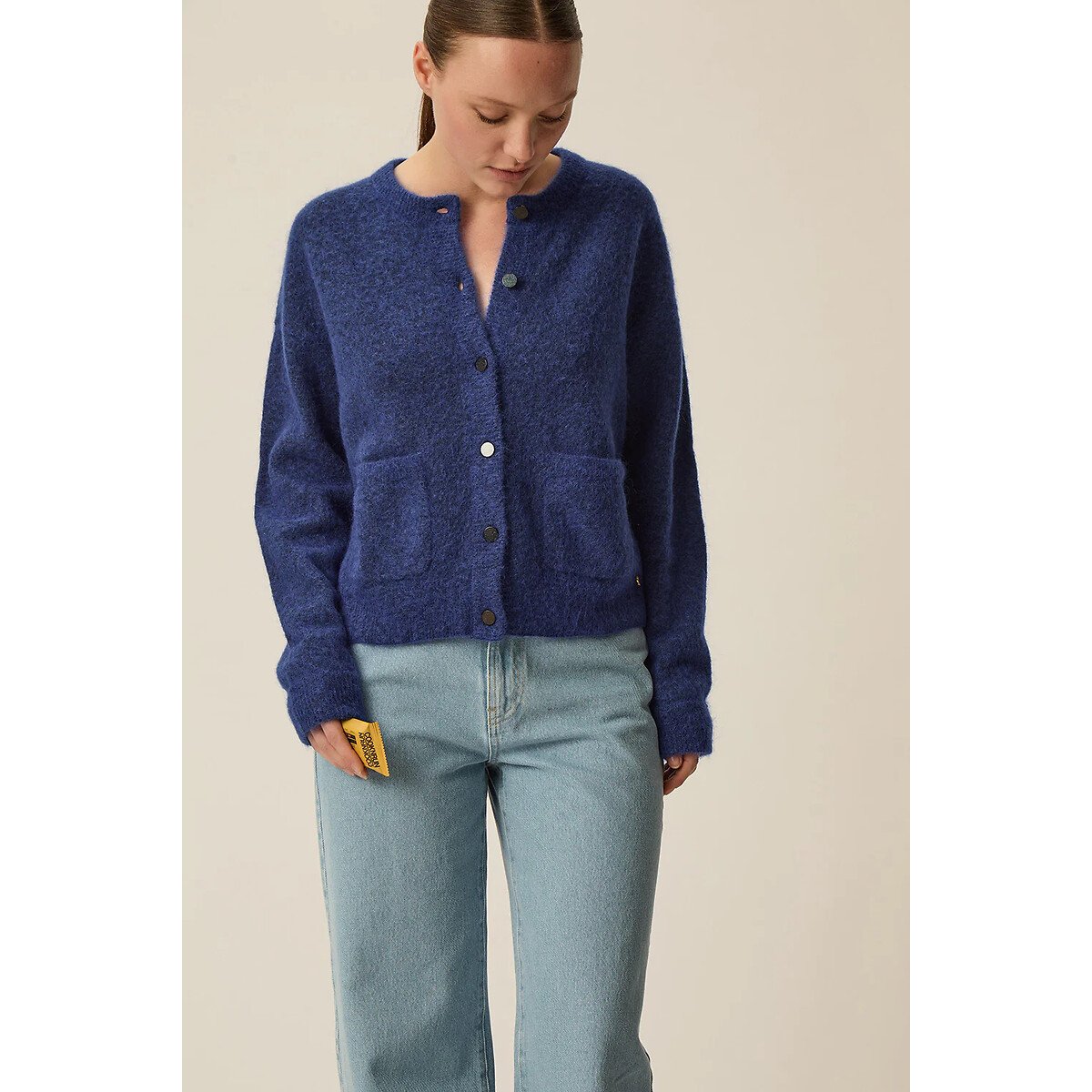 Dobilou Crew Neck Buttoned Cardigan indigo, DES PETITS HAUTS