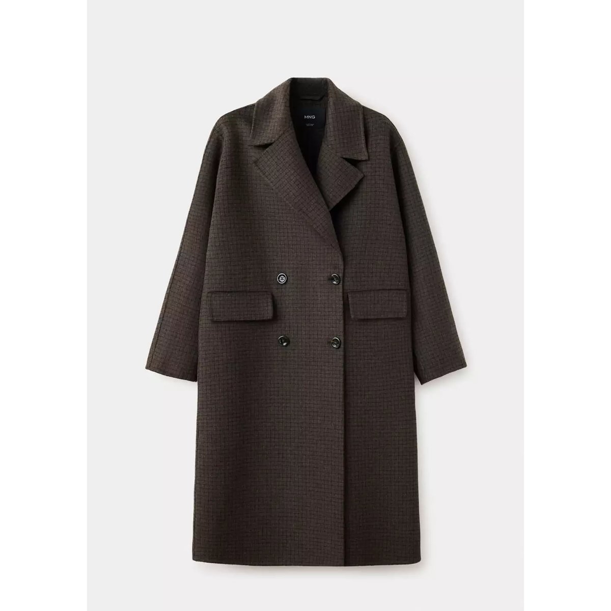 Manteau laine fait main chocolat, MANGO