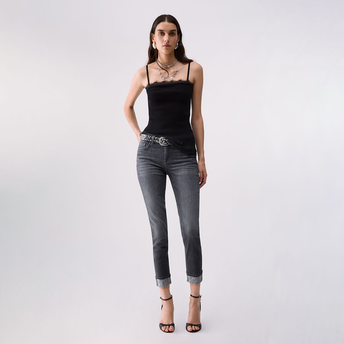 Jean skinny avec ornements denim gris, LIU JO