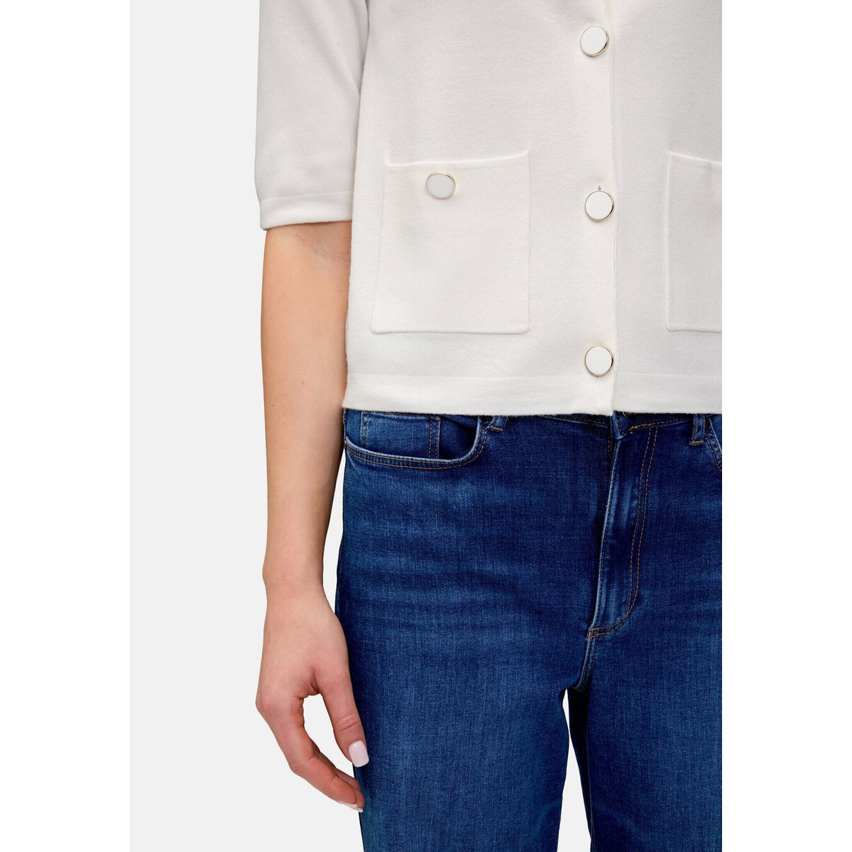 Cardigan en maille à patte de boutonnage blanc, BETTY & CO