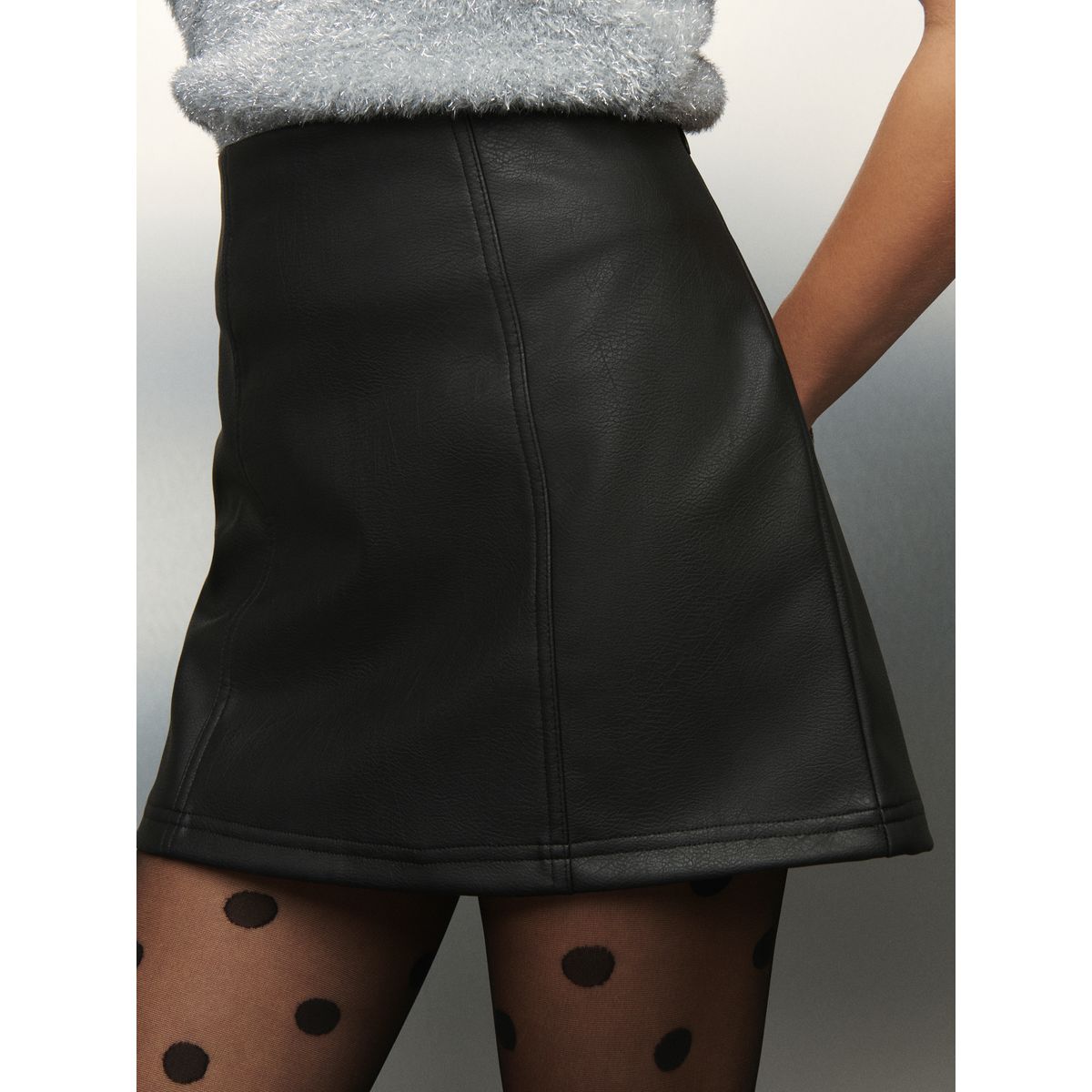 Mini jupe en similicuir noir, NEXT