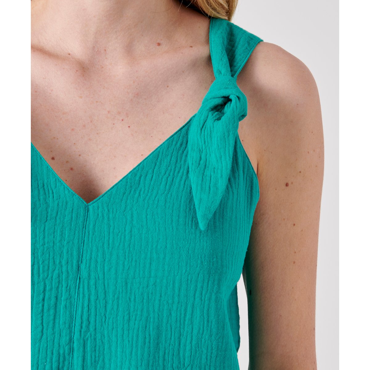 Top sans manches à noeuds vert jade, DAMART