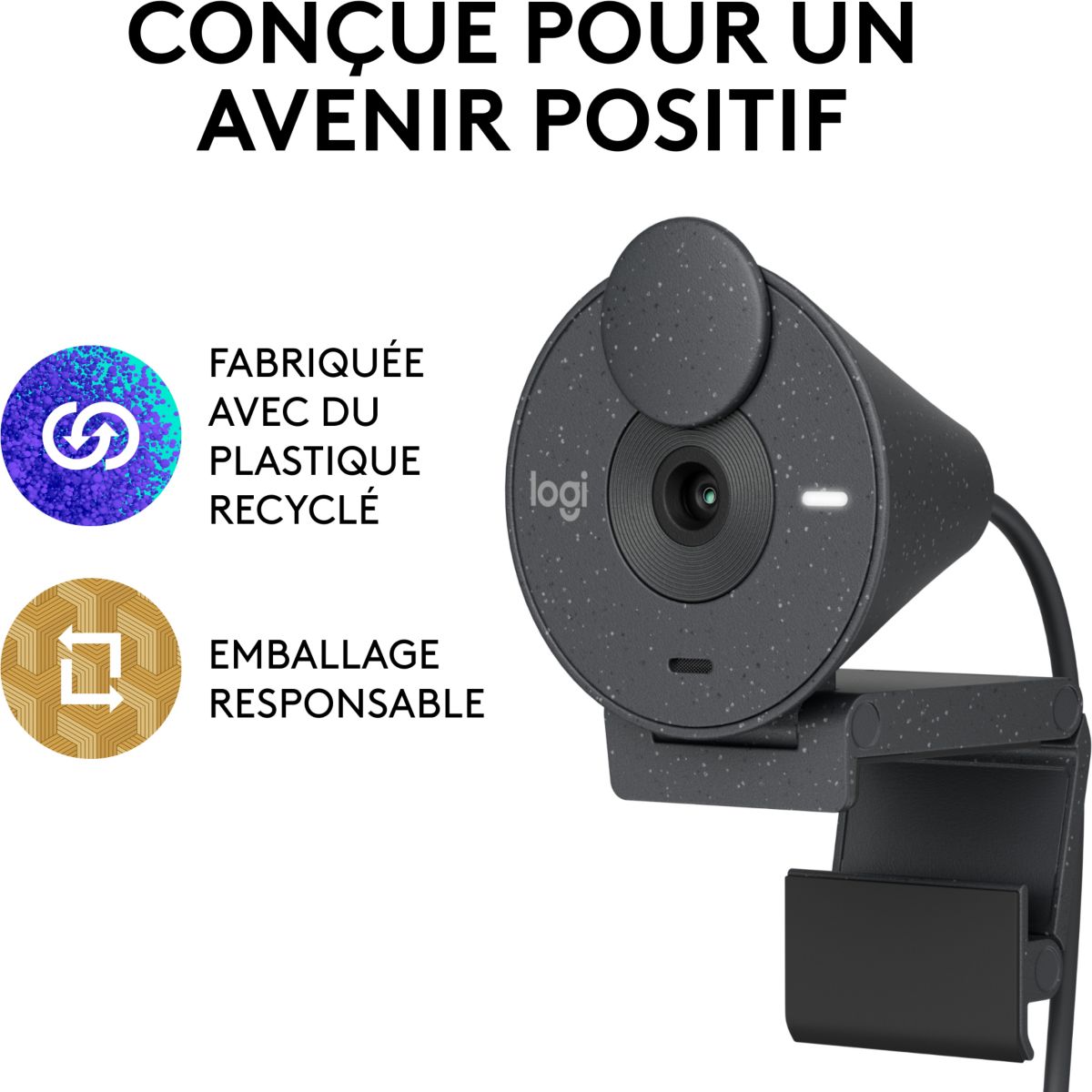 Webcam Brio 300 Full HD avec micro - Graphite couleur unique, LOGITECH