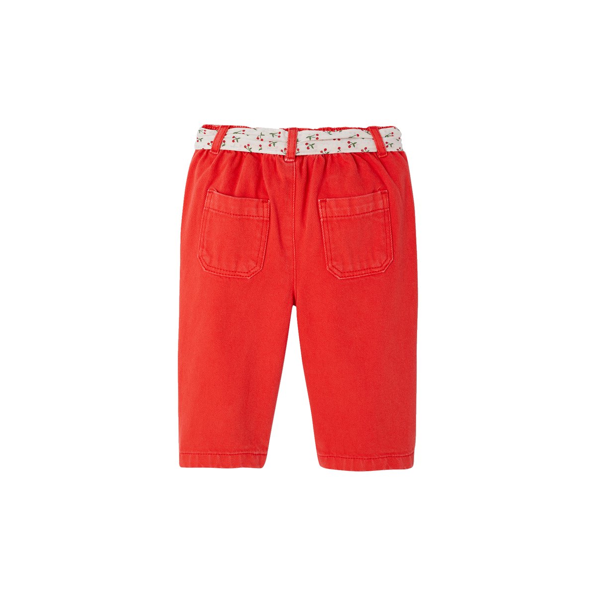 Pantalon large bébé avec ceinture à nouer rouge, VERTBAUDET
