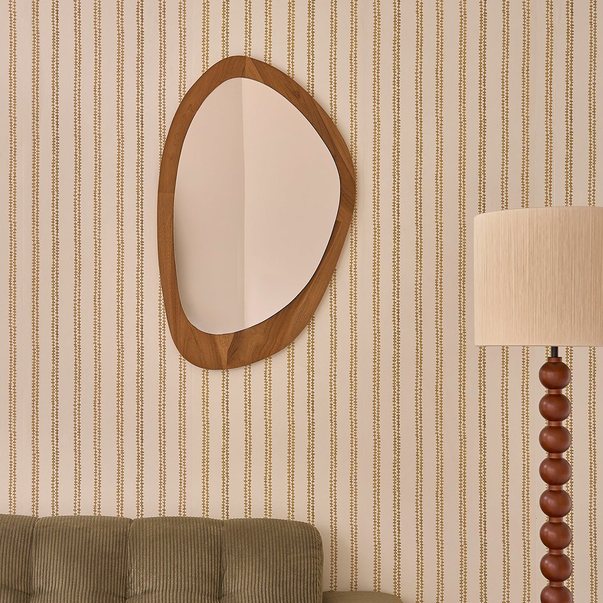 Miroir organique en teck massif 90x60 cm ADELE naturel, BERAH GETAH