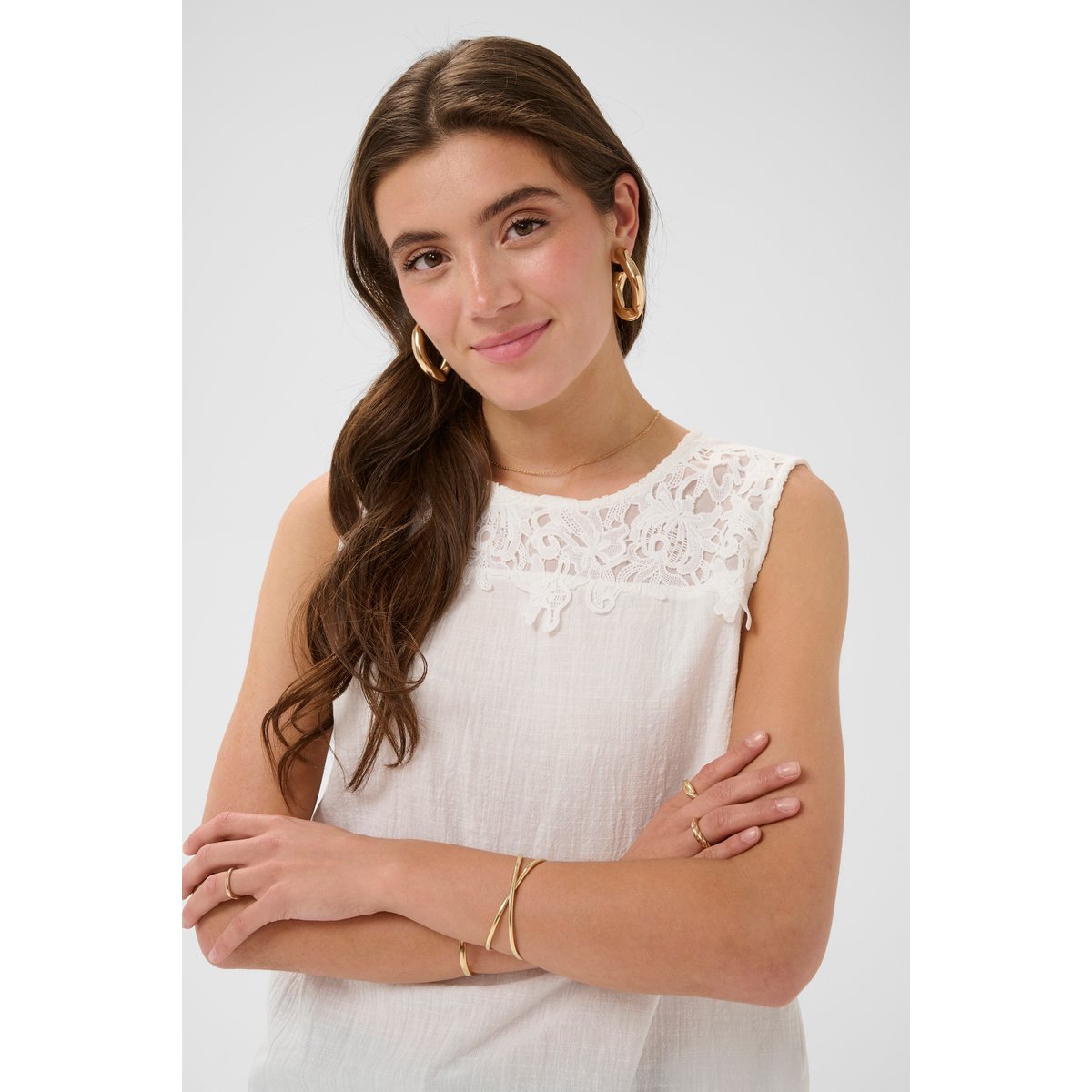 Blouse sans manches blanc snow white, CREAM