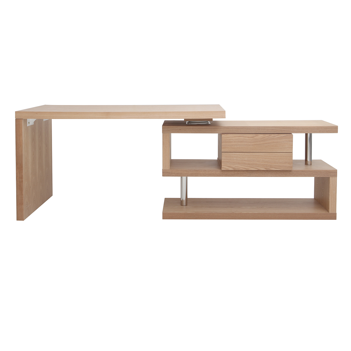 Bureau modulable design avec rangements 2 tiroirs bois clair L140-218 cm MAX marron clair, MILIBOO